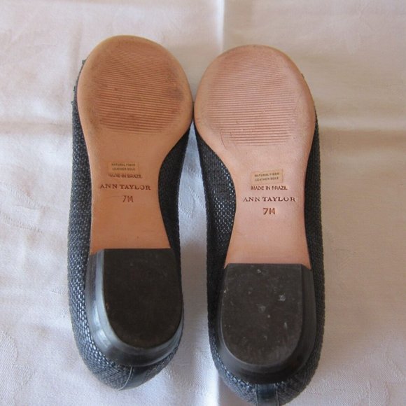 ANN TAYLOR STRAW (NATURAL FIBERS) AND LEATHER FLORAL LOAFERS - BALLET FLAT - 7M - Picture 6 of 7